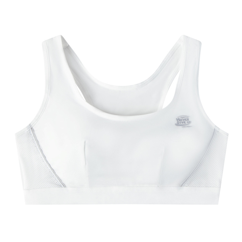 Dievčenská vestová športová podprsenka, bez výstuže, plný košíček s tenkými tvarovanými košíčkami, priedušný materiál (polyester/nylon/spandex)