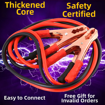 Automobilio akumuliatoriaus užvedimo kabelis su gryno vario klipais, Fire Line, 1500A, stori laidininkai