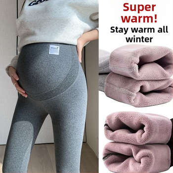 Tehotenské nohavice – Chenille flísová podšívka, Spandex <30%, stredný pás, dĺžka 9/10, teplé