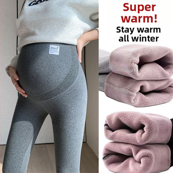 Tehotenské nohavice – Chenille flísová podšívka, Spandex <30%, stredný pás, dĺžka 9/10, teplé