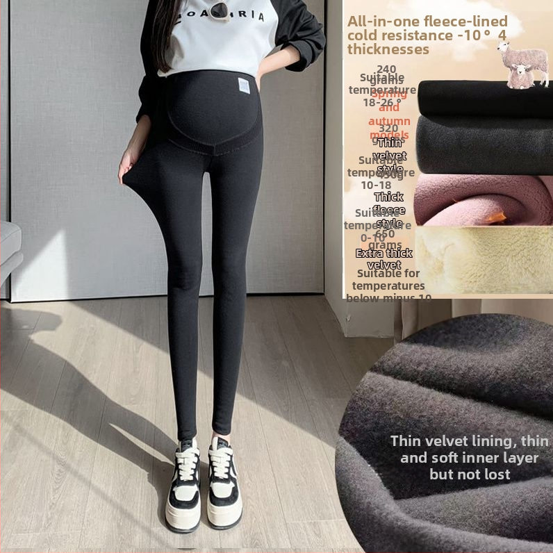 Tehotenské nohavice – Chenille flísová podšívka, Spandex <30%, stredný pás, dĺžka 9/10, teplé