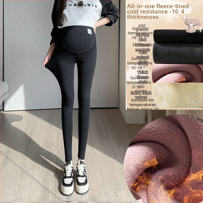 Tehotenské nohavice – Chenille flísová podšívka, Spandex <30%, stredný pás, dĺžka 9/10, teplé