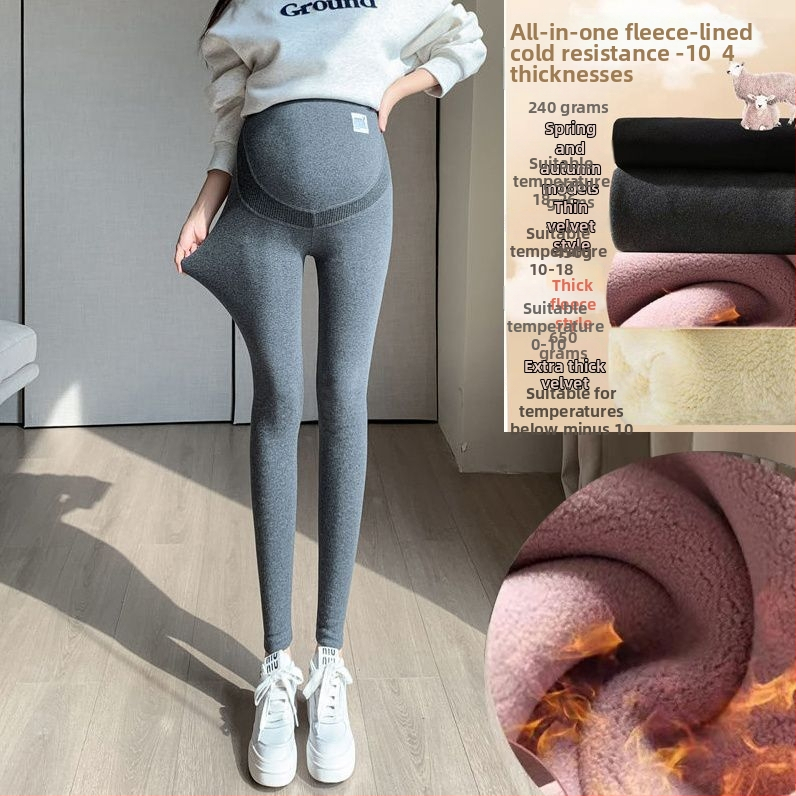 Tehotenské nohavice – Chenille flísová podšívka, Spandex <30%, stredný pás, dĺžka 9/10, teplé