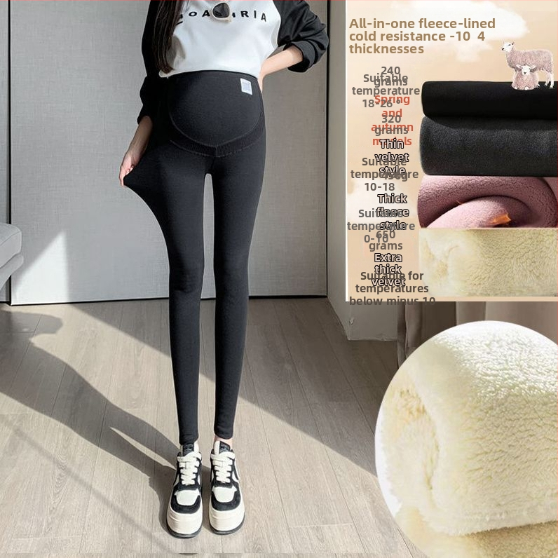 Tehotenské nohavice – Chenille flísová podšívka, Spandex <30%, stredný pás, dĺžka 9/10, teplé