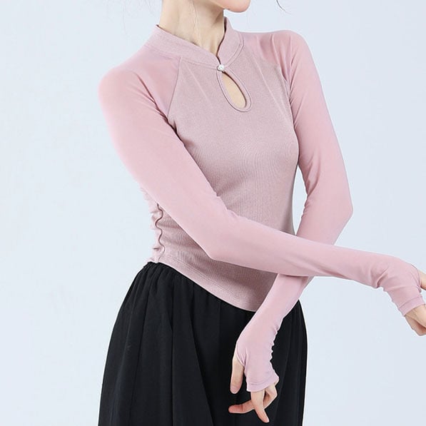 Tanečné kostýmy pre ženy - Moderný tanečný top, rib knit látka (polyester 85%), jednofarebný, podšitý rib knit, jar leto jeseň