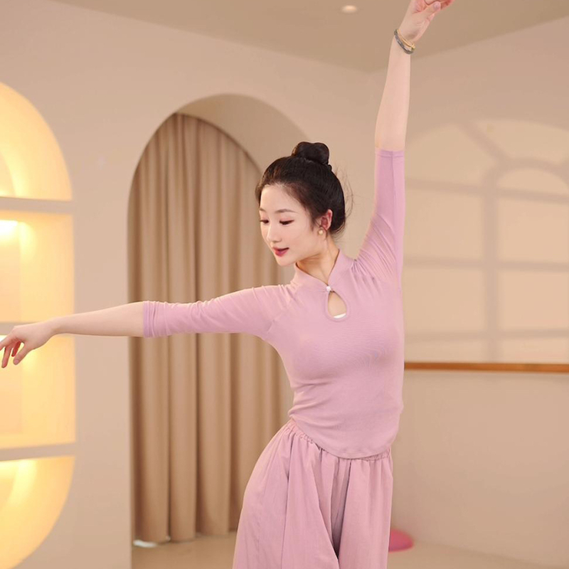 Tanečné kostýmy pre ženy - Moderný tanečný top, rib knit látka (polyester 85%), jednofarebný, podšitý rib knit, jar leto jeseň