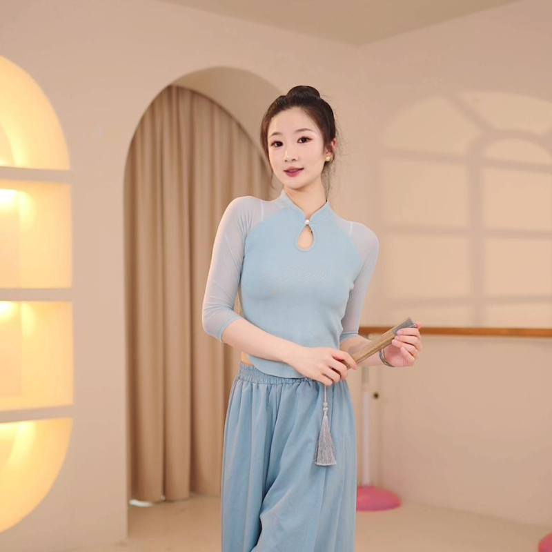 Tanečné kostýmy pre ženy - Moderný tanečný top, rib knit látka (polyester 85%), jednofarebný, podšitý rib knit, jar leto jeseň