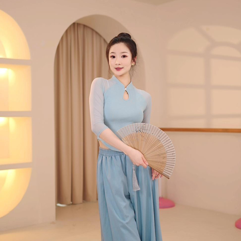 Tanečné kostýmy pre ženy - Moderný tanečný top, rib knit látka (polyester 85%), jednofarebný, podšitý rib knit, jar leto jeseň