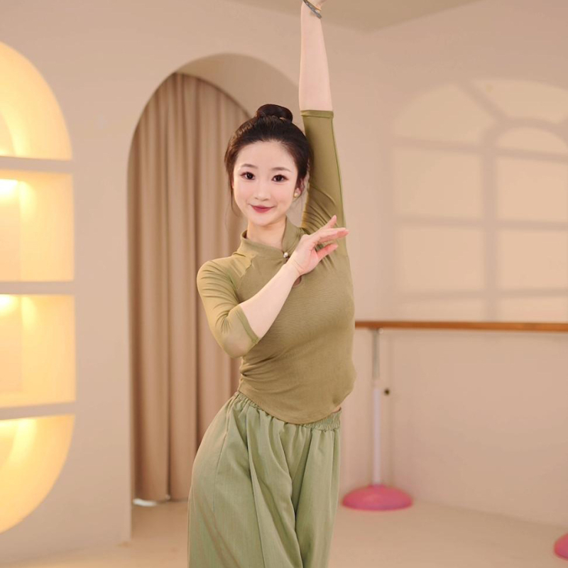 Tanečné kostýmy pre ženy - Moderný tanečný top, rib knit látka (polyester 85%), jednofarebný, podšitý rib knit, jar leto jeseň