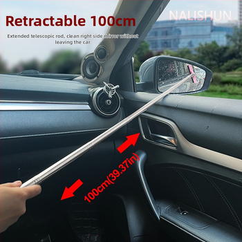 Viacúčelový výsuvný čistič spätného zrkadla pre auto – kefka na okná, materiál: silikón + nerezová oceľ