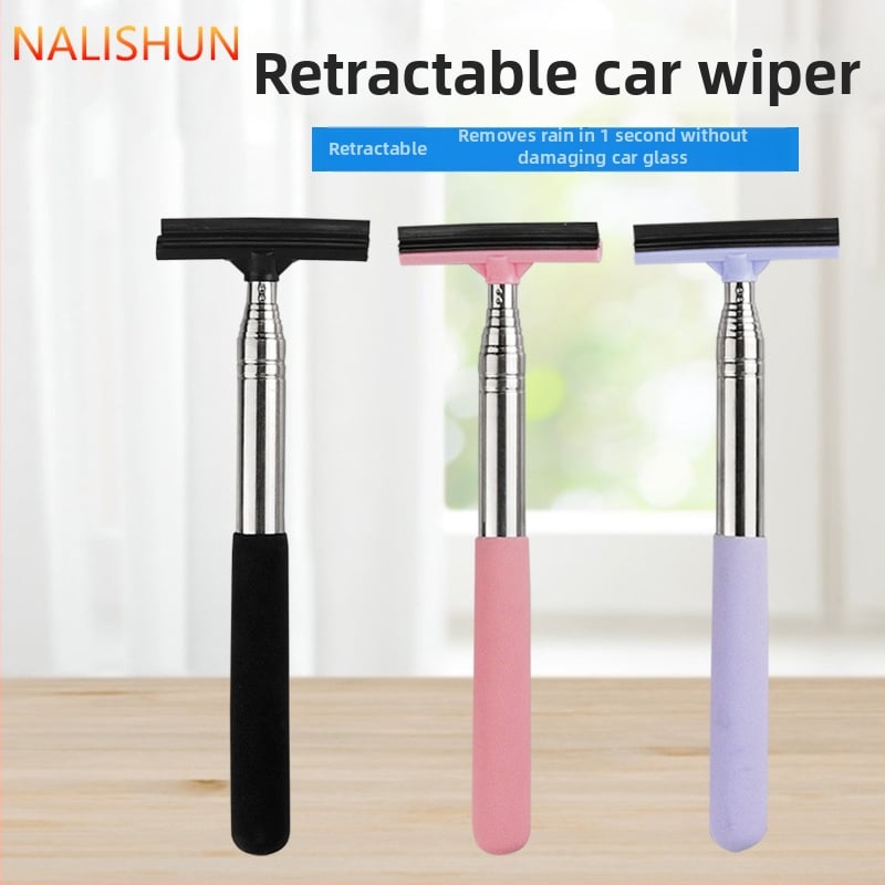 Viacúčelový výsuvný čistič spätného zrkadla pre auto – kefka na okná, materiál: silikón + nerezová oceľ