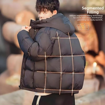 Mužská dlhá zimná bunda s kapucňou, výplň z kačacieho downu, 100% down, nepremokavá a teplá, základný štýl, mladistvý.