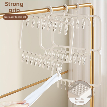 Sušiak na ponožky s viacerými klipsami – plastový vešiak, odolný voči vetru, na domáce aj balkónové použitie.