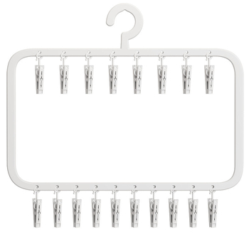 Sušiak na ponožky s viacerými klipsami – plastový vešiak, odolný voči vetru, na domáce aj balkónové použitie.