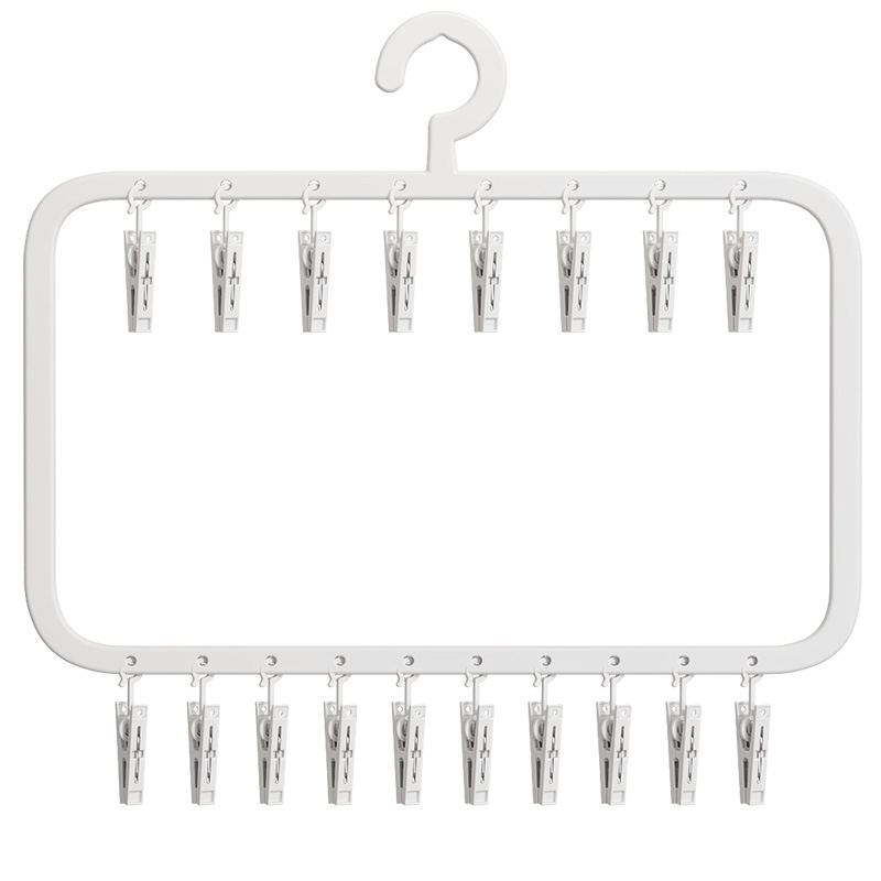 Sušiak na ponožky s viacerými klipsami – plastový vešiak, odolný voči vetru, na domáce aj balkónové použitie.