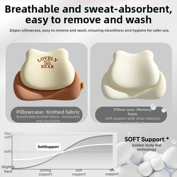 Automobilová bedrová opora – pamäťová pena, univerzálne uchytenie, vzor medveďa, potlač loga, minimalistický štýl pre všetky ročné obdobia