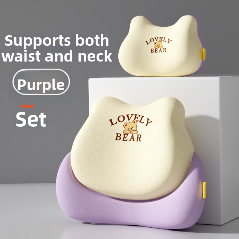 Automobilová bedrová opora – pamäťová pena, univerzálne uchytenie, vzor medveďa, potlač loga, minimalistický štýl pre všetky ročné obdobia