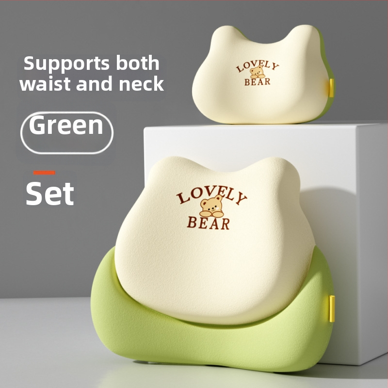 Automobilová bedrová opora – pamäťová pena, univerzálne uchytenie, vzor medveďa, potlač loga, minimalistický štýl pre všetky ročné obdobia