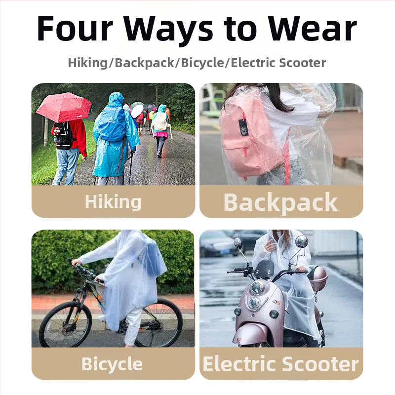 Dážďový pončo na úplné pokrytie tela pre dospelých cyklistov, hrubšie a extra dlhé, PEVA tkanina 0,045 mm