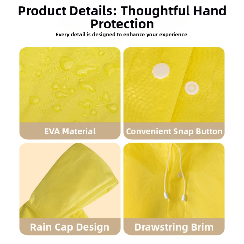 Dážďový pončo na úplné pokrytie tela pre dospelých cyklistov, hrubšie a extra dlhé, PEVA tkanina 0,045 mm