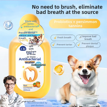 Ústna voda pre domáce zvieratá s probiotikami, jedlá, čistí zuby, svieži dych