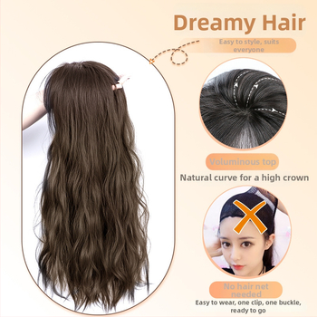 Dámska parochňa – ľahko zvlnené vodné vlny, objem v hornej časti, kučeravé vlasy, vysokoteplotná hodvábna vlákna, mechanické spracovanie, možné farbiť