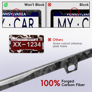 Rám na poznávaciu značku z karbónových vlákien, prispôsobiteľný, kompatibilný, plne dekoratívny rám z karbónu