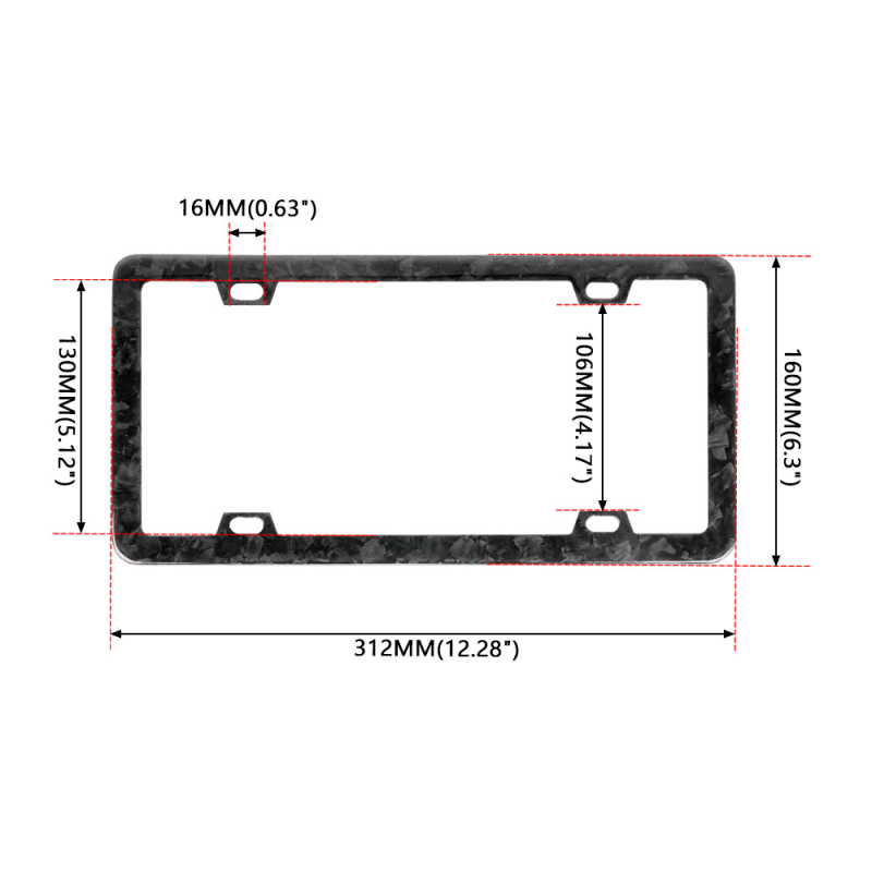 Rám na poznávaciu značku z karbónových vlákien, prispôsobiteľný, kompatibilný, plne dekoratívny rám z karbónu