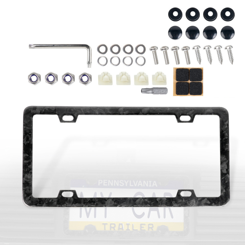 Rám na poznávaciu značku z karbónových vlákien, prispôsobiteľný, kompatibilný, plne dekoratívny rám z karbónu