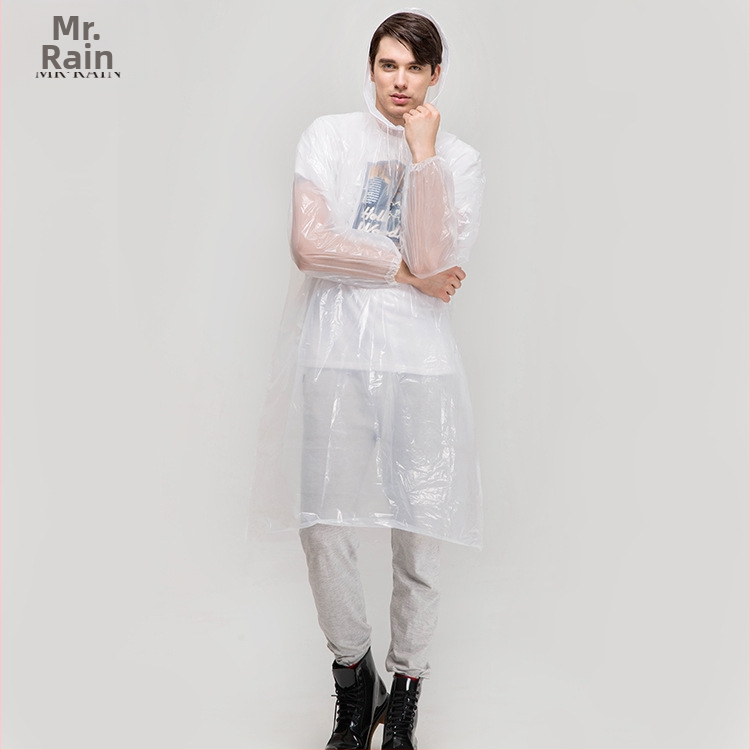 Viso kūno vienkartinis lietaus pončas, PE audinys, plonas 0,02 storis, vienai asiai, TS005PE2