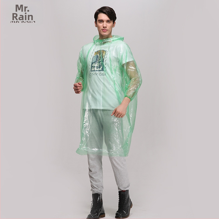 Viso kūno vienkartinis lietaus pončas, PE audinys, plonas 0,02 storis, vienai asiai, TS005PE2