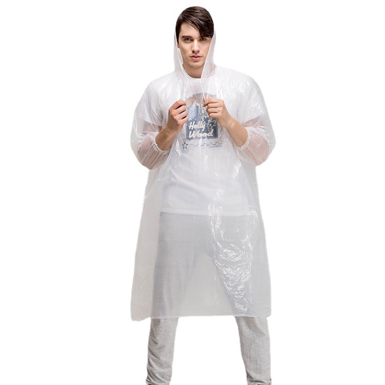 Viso kūno vienkartinis lietaus pončas, PE audinys, plonas 0,02 storis, vienai asiai, TS005PE2