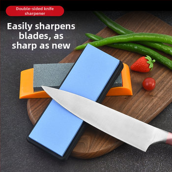 Dvojstranný brúsny kameň s držiakom na drez pre kuchynské nože a nožnice — korund
