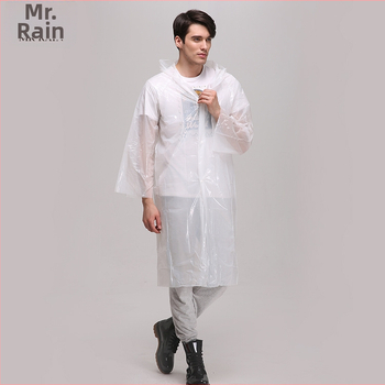 Pilnās ķermeņa PE lietusmēte vienreizējai lietošanai, garš stil pārgājieniem, audums 0.025 mm, svars 60 g