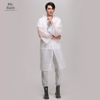 Pilnās ķermeņa PE lietusmēte vienreizējai lietošanai, garš stil pārgājieniem, audums 0.025 mm, svars 60 g