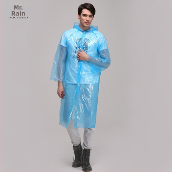 Pilnās ķermeņa PE lietusmēte vienreizējai lietošanai, garš stil pārgājieniem, audums 0.025 mm, svars 60 g