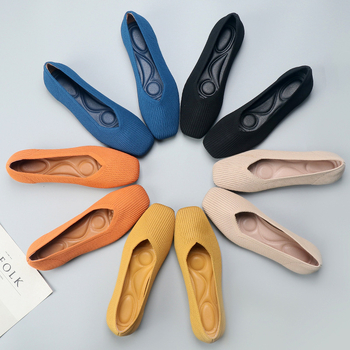 Naiste kootud loaferid Fly Knit ülaosa, ruudu ninaga, 4–6 cm kreen, slip-on