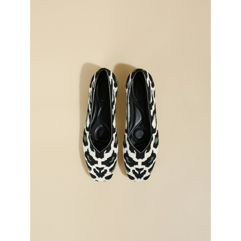 Naiste kootud loaferid Fly Knit ülaosa, ruudu ninaga, 4–6 cm kreen, slip-on