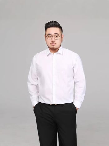 Košeľa so štvorcovým golierom, dlhý rukáv, voľný strih, 96% polyester