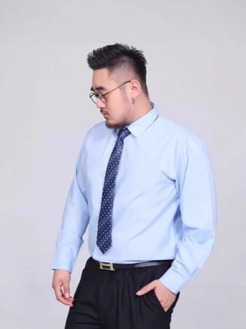 Košeľa so štvorcovým golierom, dlhý rukáv, voľný strih, 96% polyester