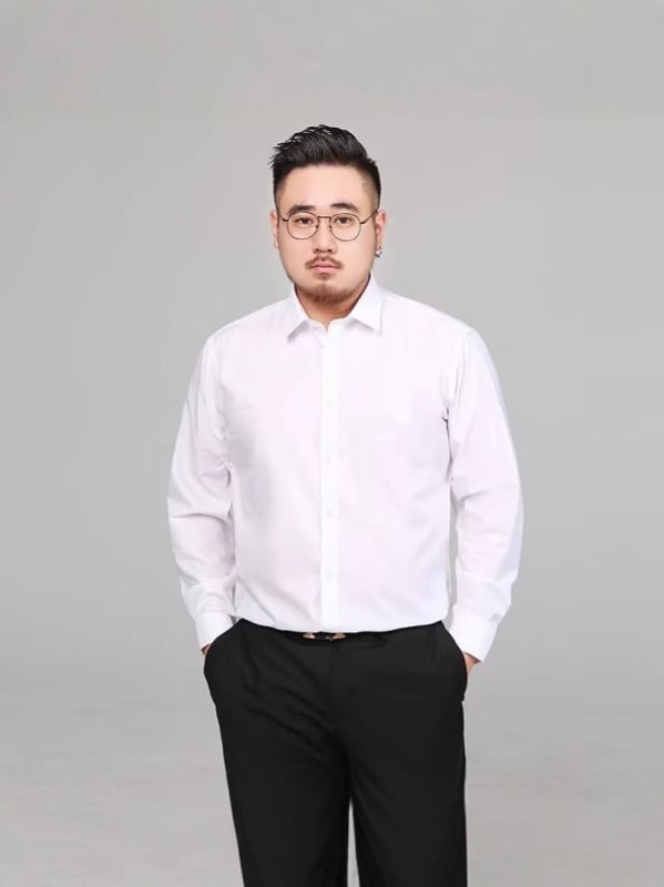 Košeľa so štvorcovým golierom, dlhý rukáv, voľný strih, 96% polyester