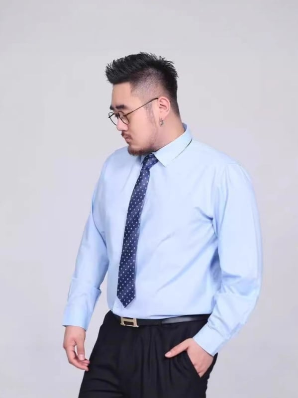 Košeľa so štvorcovým golierom, dlhý rukáv, voľný strih, 96% polyester