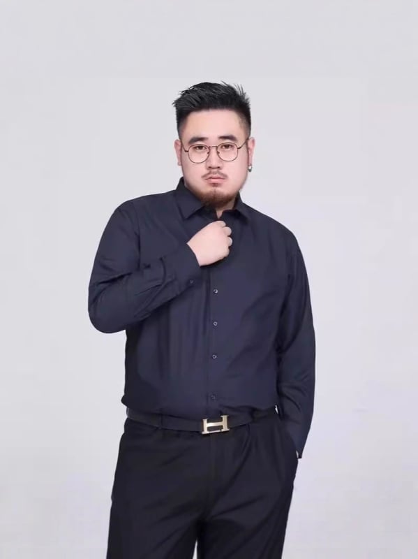 Košeľa so štvorcovým golierom, dlhý rukáv, voľný strih, 96% polyester