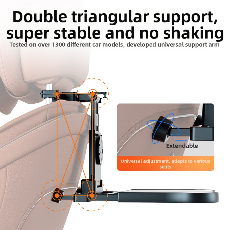 Univerzálny stolík do auta na zadné sedadlo, skladací jedálenský stôl, plastový, multifunkčný, montáž cez vloženú kartu, odnímateľný a znovu zostaviteľný