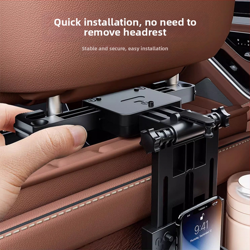 Univerzálny stolík do auta na zadné sedadlo, skladací jedálenský stôl, plastový, multifunkčný, montáž cez vloženú kartu, odnímateľný a znovu zostaviteľný