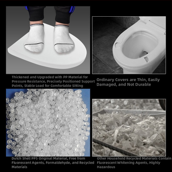 Rýchlo odpojiteľný veľký V-tvarovaný univerzálny kryt na záchod, PVC, 3-dielna sada, americký štýl