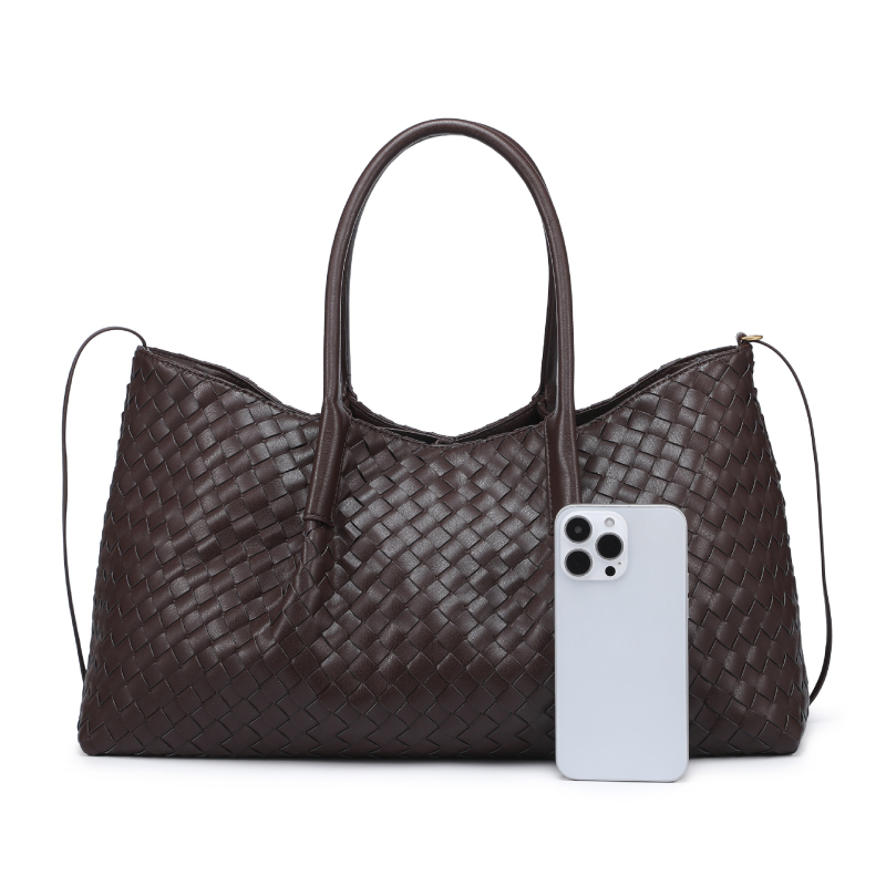 Käsitsi valmistatud Tote kott Euroopa–Ameerika retro stiilis, PU materjal, ristkülikukujuline kuju, köiega sulgemine