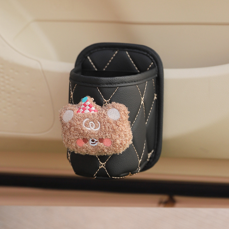 Кожен държач за чаша за автомобил с монтиран върху вратата шкаф за съхранение — модел H182, произход Zhejiang