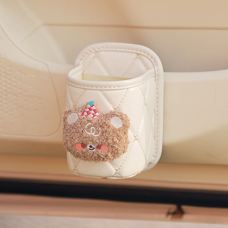 Кожен държач за чаша за автомобил с монтиран върху вратата шкаф за съхранение — модел H182, произход Zhejiang