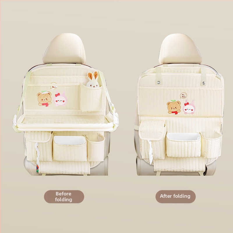 Sklopná doska na zadné sedadlo so skladovacím vreckom a odpadkovým košom, objem 2400 ml, zavesný typ, univerzálne uchytenie